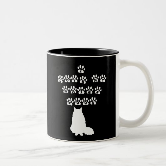 Tasse 2 Couleurs J'Aime Mon Maine Coon - Texte Blanc (Droit)