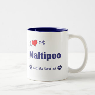Tasse 2 Couleurs J'aime mon Maltipoo (le chien femelle)