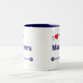 Tasse 2 Couleurs J'aime mon Mauzers (les chiens multiples) (Centre)