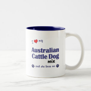 Tasse 2 Couleurs J'aime mon mélange australien de chien de bétail