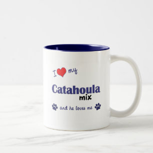 Tasse 2 Couleurs J'aime mon mélange de Catahoula (le chien