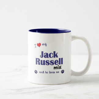 Tasse 2 Couleurs J'aime mon mélange de Jack Russell (le chien