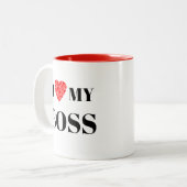 Tasse 2 Couleurs J'aime mon patron | Cadeau pour personnaliser (Devant gauche)