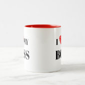 Tasse 2 Couleurs J'aime mon patron | Cadeau pour personnaliser (Centre)