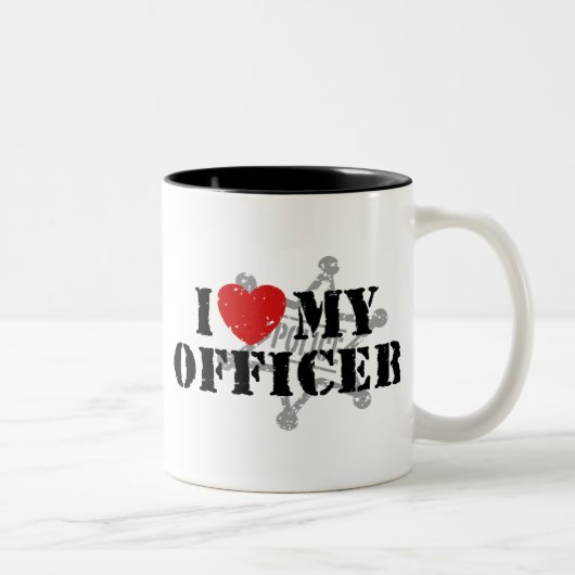 Tasse 2 Couleurs J'Aime Mon Policier (Droit)