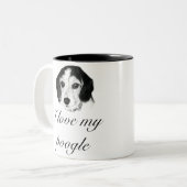 Tasse 2 Couleurs J'aime mon poogle (Devant gauche)