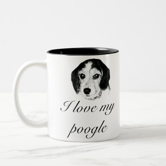 Tasse 2 Couleurs J'aime mon poogle (Gauche)