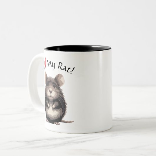 Tasse 2 Couleurs J'Aime Mon Rat ! (Devant gauche)