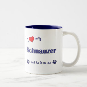 Tasse 2 Couleurs J'aime mon Schnauzer (le chien masculin)