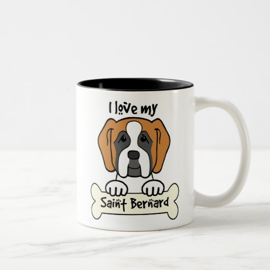 Tasse 2 Couleurs J'aime mon St Bernard (Droit)
