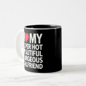 Tasse 2 Couleurs J'Aime Mon Super Hot Belle Magnifique Petite Amie (Devant gauche)