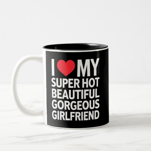 Tasse 2 Couleurs J'Aime Mon Super Hot Belle Magnifique Petite Amie (Gauche)
