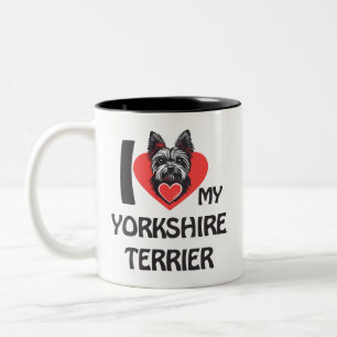 Tasse 2 Couleurs J'Aime Mon Yorkshire Terrier - Chien Yorkie mignon