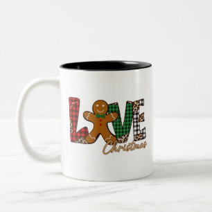 Tasse 2 Couleurs J'aime Noël Pain d'épice Famille Noël Vacances