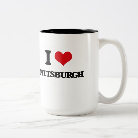 Tasse 2 Couleurs J'aime Pittsburgh (Droit)