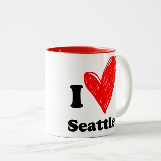 Tasse 2 Couleurs J'aime Seattle (Devant droit)