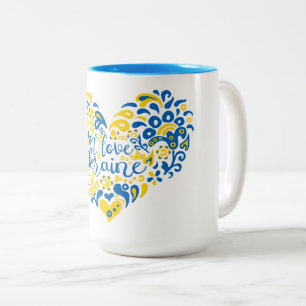 Tasse 2 Couleurs J'aime Ukraine inspiration citation coeur café Mu