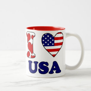 Tasse 2 Couleurs J'aime USA
