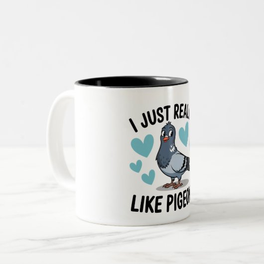 Tasse 2 Couleurs J'aime vraiment les pigeons (Devant gauche)