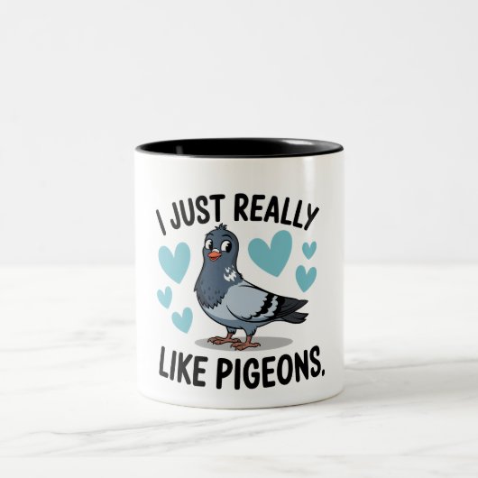 Tasse 2 Couleurs J'aime vraiment les pigeons (Centre)