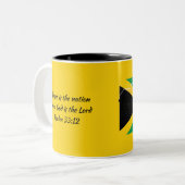 Tasse 2 Couleurs JAMAÏQUE Écriture DRAPEAU Customisé Patriotique Ja (Devant gauche)