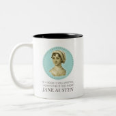 Tasse 2 Couleurs Jane Austen Portrait et citation sur la lecture (Gauche)