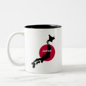 Tasse 2 Couleurs Japon - Carte Silhouette et drapeau (Gauche)