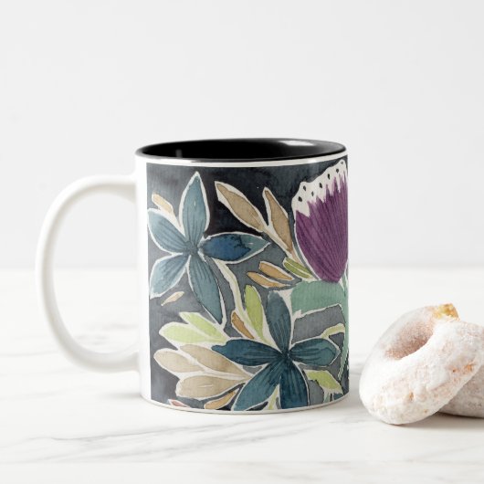 Tasse 2 Couleurs Jardin aux fleurs aquarelles (Avec donut)