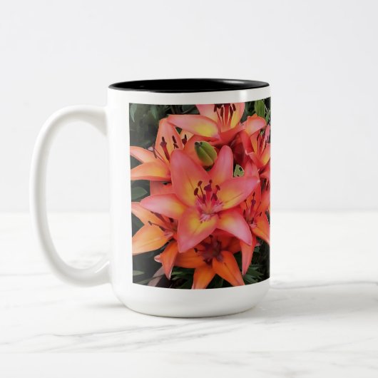 Tasse 2 Couleurs Jardin de couleur corail artistique Lys (Gauche)