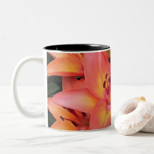 Tasse 2 Couleurs Jardin de couleur corail artistique Lys