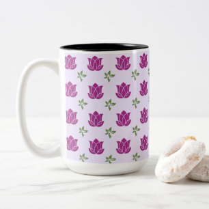 Tasse 2 Couleurs Jardin de lotus magenta motif
