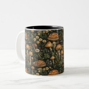 Tasse 2 Couleurs Jardin des champignons vintages Motif sans couture