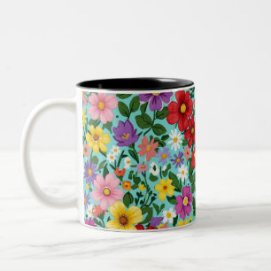 Tasse 2 Couleurs Jardin Floral de Fleurs Sauvages Vibrantes d'Été M