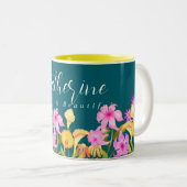 Tasse 2 Couleurs Jardin Floral Turquoise (Devant droit)