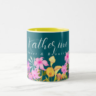 Tasse 2 Couleurs Jardin Floral Turquoise