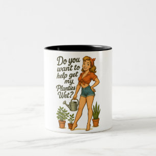 Tasse 2 Couleurs Jardinier Pin-Up Impertinent Design de Pun Plantie