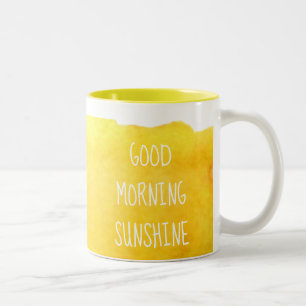Tasse 2 Couleurs Jaune de citation de café de soleil bonjour