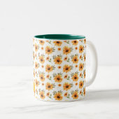 Tasse 2 Couleurs Jaune Fleur de Soleil Vert Vacances Cadeau (Devant droit)
