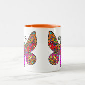 Tasse 2 Couleurs Jaune rose orange de papillon de jardin (Centre)