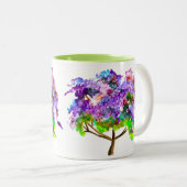 Tasse 2 Couleurs Jaune violette arbre aquarelle art (Devant droit)