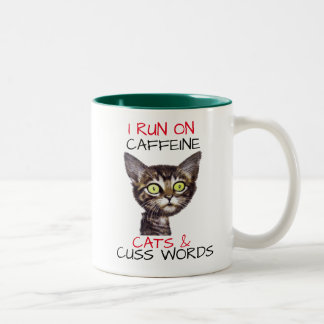 TASSE 2 COULEURS JE COURS SUR CAFFEINE CATS & MOTS CUSS
