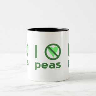 Tasse 2 Couleurs Je déteste les petits pois Texte vert