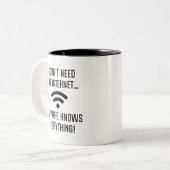 Tasse 2 Couleurs Je n'ai pas besoin d'Internet (Devant gauche)