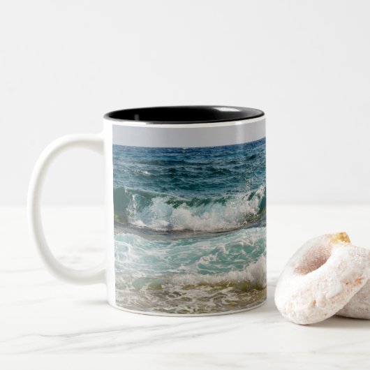 Tasse 2 Couleurs Je préfère être à la plage, Ocean Waves (Avec donut)