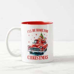 Tasse 2 Couleurs Je serai à la maison pour Noël, Trump amusant