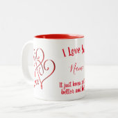 Tasse 2 Couleurs Je t'aime Coeurs rouges entrelacés Personnalisé (Devant gauche)