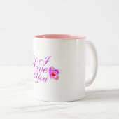 Tasse 2 Couleurs Je t'aime dans le texte rose avec les coeurs (Devant droit)