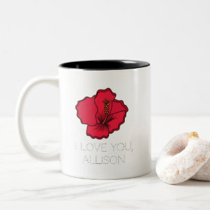 Tasse 2 Couleurs Je t'aime épouse ou amie personnalisée de fleur