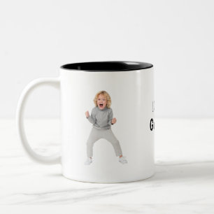 Tasse 2 Couleurs Je t'aime grand-père photo personnalisée nom