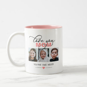 Tasse 2 Couleurs Je t'aime maman/autre 3 photo texte personnalisé